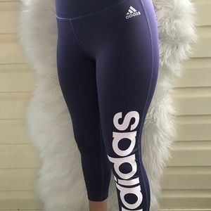 Adidas Crop Athletic Leggings || Purple